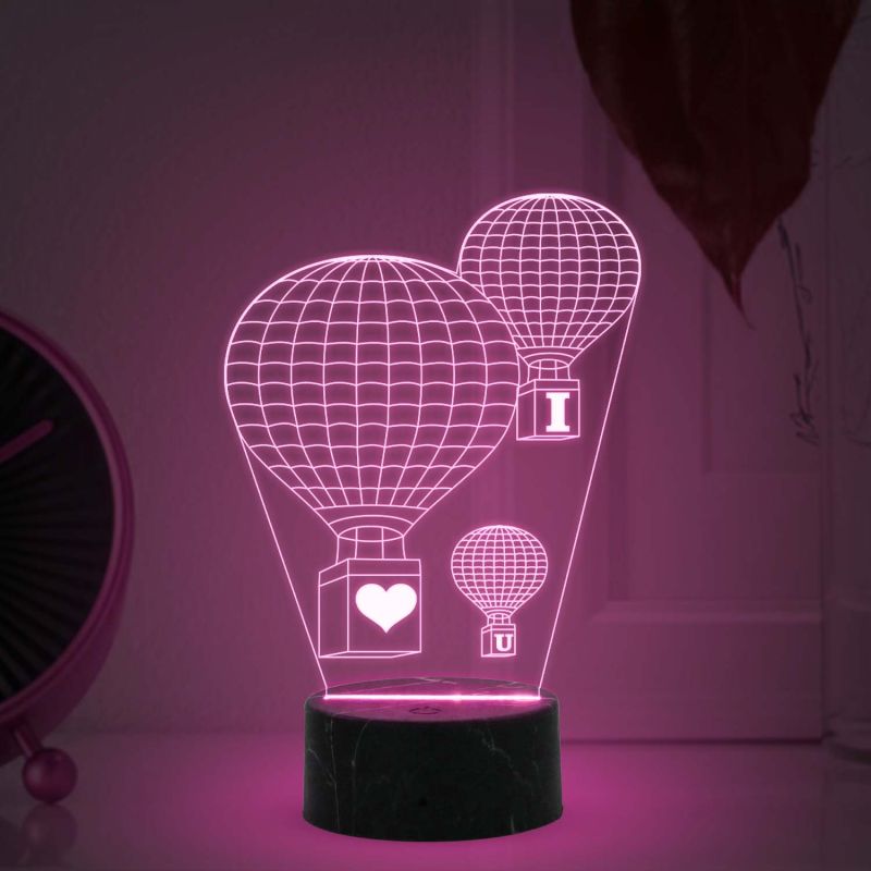 3D Illusion I love U Air Balloon Acrylic Led Night lamp 16 Color Changing Light with Remote Control  Kids Room Decor Light